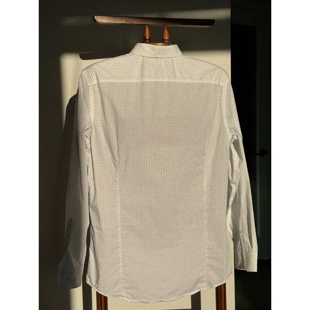 Banana Republic Non Iron Slim Fit Dress Shirt Men’s L White Blue Cotton